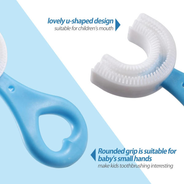 360 Degree U-shaped Baby Toothbrush | Child Toothbrush |Baby Brush | Silicone Kids Teeth Oral Care Cleaning | Pack of 2 |(random Color)