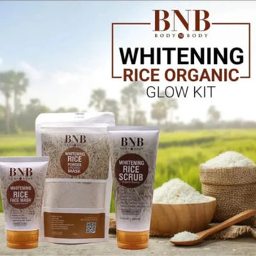 BNB Rice Extract Bright & Glow Kit – 3 in 1 Organic Whitening, Brightening & Glow Facial for Girls and Women